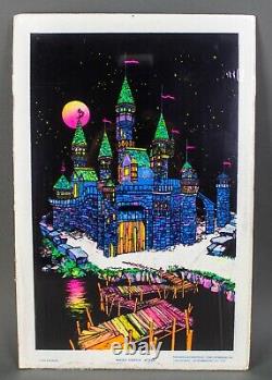 Funky Enterprises 1974 Magic Castle Black Light Poster Velvet Vintage NOS Sealed