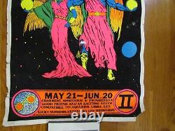 GEMINI 1982 ZODIAC POSTER rare Vintage Astrology Blacklight sensitive wall Decor