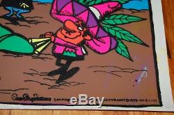 GET HIGH WITH HELP FROM MY FRIENDS Marijuana Weed Flocked Blacklight Poster 1973