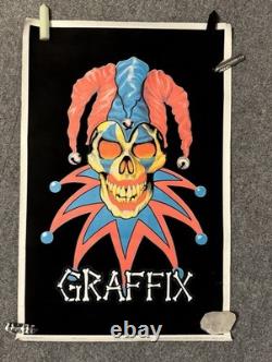 GRAFFIX Blacklight Poster Velvet Flocked 1997 AIR JESTER 4400 Skull Clown Glow