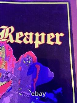 GRIM REAPER 1984 Glow In The Dark Velvet Blacklight Vintage Poster