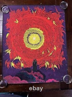 Gates Of Heaven Black light Poster Couple Standing In Clouds Pink/black 1970
