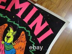 Gemini Zodiac Poster Rare 1982 Vtg Astrology Blacklight Flocked Wall Decoration