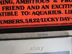 Gemini Zodiac Poster Rare 1982 Vtg Astrology Blacklight Flocked Wall Decoration