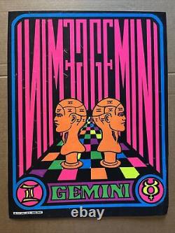 Gemini psychedelic astrology blacklight zodiac poster 1960s