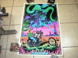 Ghostrider Blacklight Poster 1971 Velvet Vintage Harley Chopper Flocked