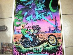 Ghostrider Blacklight Poster 1971 Velvet Vintage Harley Chopper Flocked