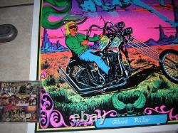 Ghostrider Blacklight Poster 1971 Velvet Vintage Harley Chopper Flocked