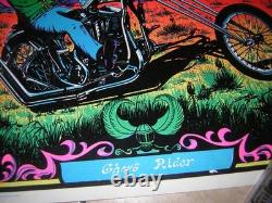 Ghostrider Blacklight Poster 1971 Velvet Vintage Harley Chopper Flocked