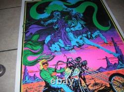 Ghostrider Blacklight Poster 1971 Velvet Vintage Harley Chopper Flocked