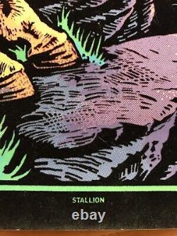 Gorgeous Western Graphics Stallion Flocked Velvet Blacklight Poster, 1970s