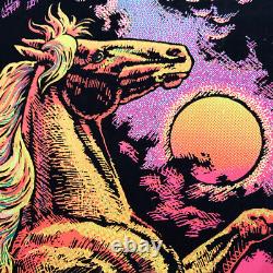 Gorgeous Western Graphics Stallion Flocked Velvet Blacklight Poster, 1970s