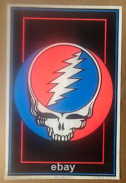 Grateful Dead Steal Your Face Original Vintage Blacklight Poster 1976 Velvet