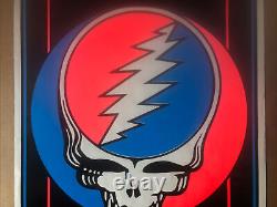 Grateful Dead Steal Your Face Original Vintage Blacklight Poster 1976 Velvet