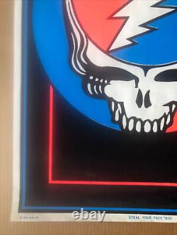 Grateful Dead Steal Your Face Original Vintage Blacklight Poster 1976 Velvet