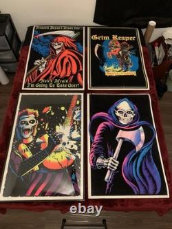 Grim Reaper blacklight poster lot VINTAGE rock metal hell death skulls MEGA RARE