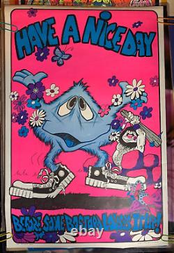 HAVE A NICE DAY. B 1973 VINTAGE BLACKLIGHT HEADSHOP POSTER By AA SALES -NICE