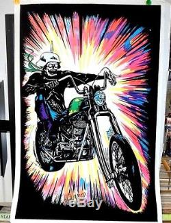 HIGH RYDER Hog Rider CYCLE Blacklight Poster 1973 DARGIS #3297 Vintage SKULL