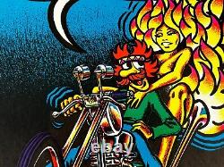 HOT n NASTY Blacklight Motorcycle Vintage Poster Barry Lynn Hanson 1972 Saladin