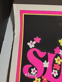 HTF Vintage Snoopy SURF'S UP 1970s BLACK LIGHT Poster 23 x 35 Screenprint Surfer