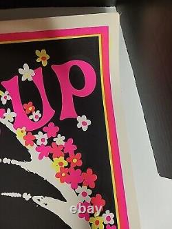 HTF Vintage Snoopy SURF'S UP 1970s BLACK LIGHT Poster 23 x 35 Screenprint Surfer
