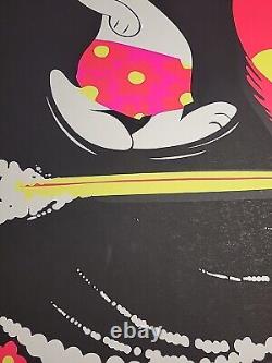 HTF Vintage Snoopy SURF'S UP 1970s BLACK LIGHT Poster 23 x 35 Screenprint Surfer