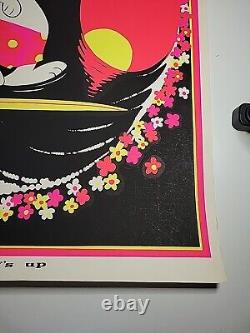HTF Vintage Snoopy SURF'S UP 1970s BLACK LIGHT Poster 23 x 35 Screenprint Surfer