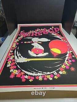 HTF Vintage Snoopy SURF'S UP 1970s BLACK LIGHT Poster 23 x 35 Screenprint Surfer