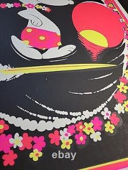 HTF Vintage Snoopy SURF'S UP 1970s BLACK LIGHT Poster 23 x 35 Screenprint Surfer