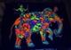 Htf Vintage Trippy Elephant Animals 1974 Black-light Poster Karl Kofoed Sci Fi
