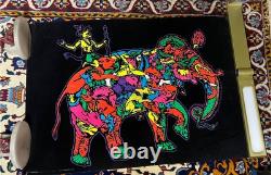 HTF Vintage Trippy Elephant Animals 1974 Black-Light POSTER Karl Kofoed Sci Fi