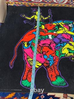 HTF Vintage Trippy Elephant Animals 1974 Black-Light POSTER Karl Kofoed Sci Fi