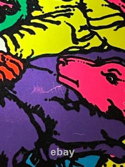HTF Vintage Trippy Elephant Animals 1974 Black-Light POSTER Karl Kofoed Sci Fi
