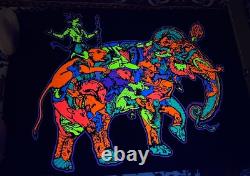 HTF Vintage Trippy Elephant Animals 1974 Black-Light POSTER Karl Kofoed Sci Fi