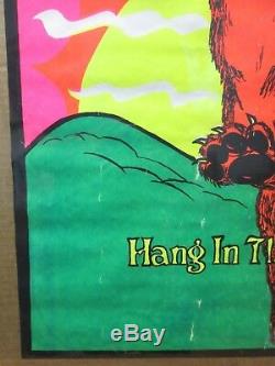 Hang in there, Baby Black Light Poster 1970's cat on branch Inv#G3054