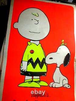 Happiness Is Peace And Love Peanuts Black Light Poster