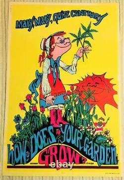 Hippie Marijuana Black Light Poster Vintage 1970 Grunge Smoke Vintaage