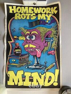 Homework Rots My Mind 1970's Original Blacklight Mini Poster Y161