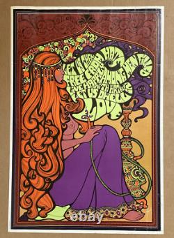 Hookah Love Poster Original Vintage Blacklight 1967 Keelan Free From Hate Smoke