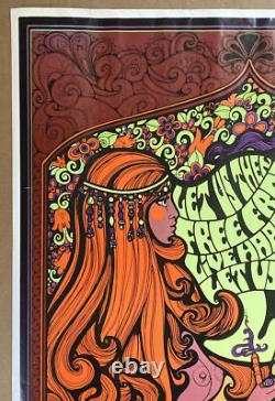 Hookah Love Poster Original Vintage Blacklight 1967 Keelan Free From Hate Smoke