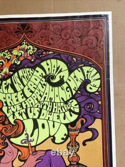 Hookah Love Poster Original Vintage Blacklight 1967 Keelan Free From Hate Smoke