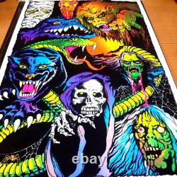 Horror Monster Zombie Blacklight Poster Velvet USA Vintage 34.6 x 23.2 in
