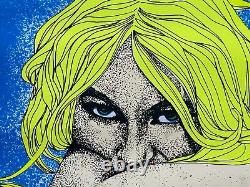 Hot Girl Sexy Babe Vintage Blacklight Poster GREEN EYED LADY Pro Arts 1971