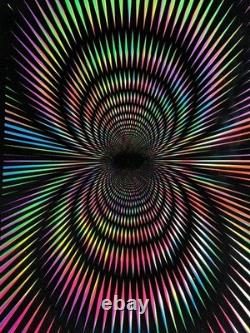 IMPLOSION Optical Illusion Vintage Poster Blacklight Flocked 1973 Pro Arts