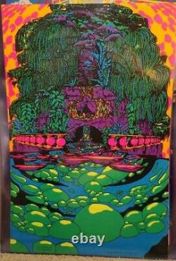 IN ANOTHER LAND 1970 VINTAGE BLACKLIGHT POSTER THE THIRD EYE By Micheal Rhodes
