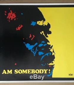 I Am Somebody Vintage Blacklight Poster 1970's I Am Black Power Panther Pin-up