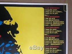I Am Somebody Vintage Blacklight Poster 1970's I Am Black Power Panther Pin-up