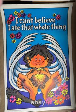 I CAN'T BELIEVE I ATE THAT VINTAGE 1972 BLACKLIGHT HEADSHOP POSTER By STAR CITY