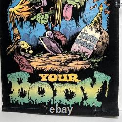 I DIG YOUR BODY Zombie Blacklight Poster Flocked Velvet Vintage 1970s Nate Owens