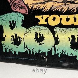 I DIG YOUR BODY Zombie Blacklight Poster Flocked Velvet Vintage 1970s Nate Owens